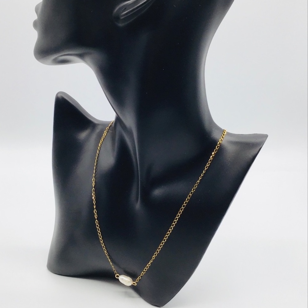 ❤️NEW Dainty Necklace Fresh Water Pearl Boho Gold Tone Chain